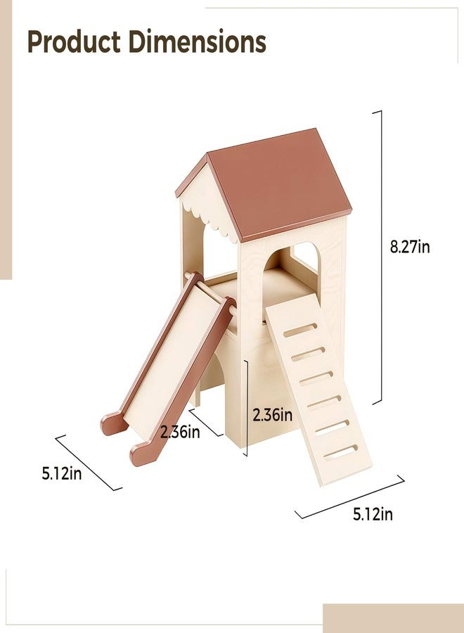 Varku Guinea Pig Wooden Hideout with Loft Slide, Two-Level Design, Adjustable Ramp, Dual Slide, Spacious and Comfortable Hideout for Hamsters, Rabbits Easy to Clean, Sturdy Wood Construction - Image 5